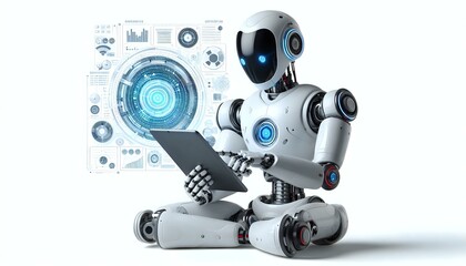 Fototapeta premium High-Tech Robot with Interactive Tablet