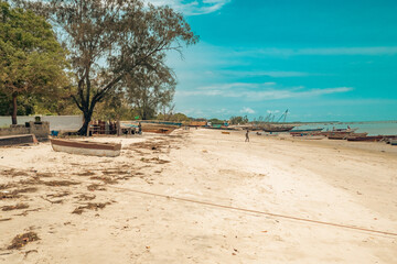 Scenic view of Badeko beach at Old Stone Town in Bagamoyo, Tanzania