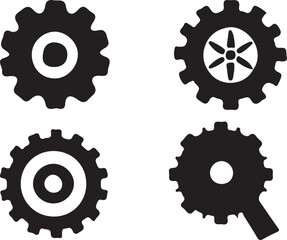Gear icon flat and cogwheel silhouette logo vector
