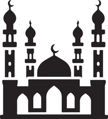 Grand Mosque Silhouette Icon Vector Design