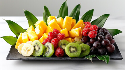 salad stobery and other  things on a plate