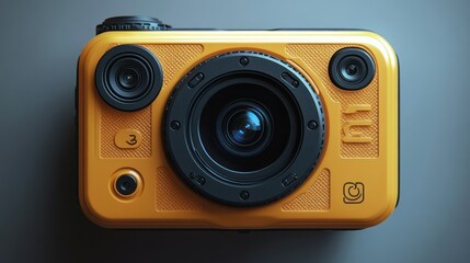 Ultra-HD mockup of a waterproof action camera, realistic lens details, clear background.