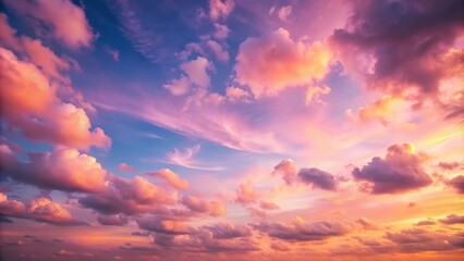 Obraz premium Soft pinks and blushing peaches illuminate the evening sky as day yields to night, landscape, serene, horizon