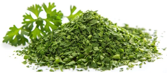 Obraz premium Fresh Green Parsley Or Dried And Rubbed Parsley Petroselinum Crispum
