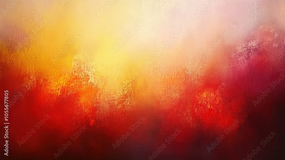 Aufkleber Abstract background featuring soft red and yellow tones with a light gradient and a blurred texture reminiscent of an old canvas. This vintage-inspired artwork showcases expressive brush strokes, crea