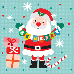 Cute Santa Claus For Christmas Card or Bag design