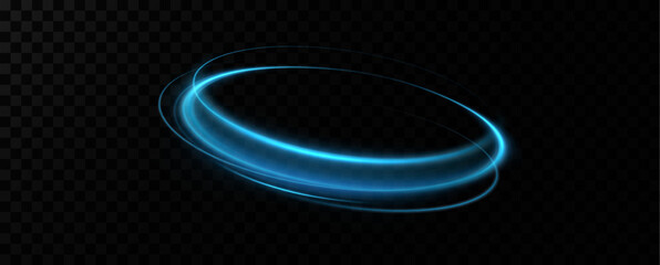 Abstract light lines of movement and speed in blue. Neon lines of blue speed. Dynamic traces of light movement. Light wave of the trace, line of the trace.