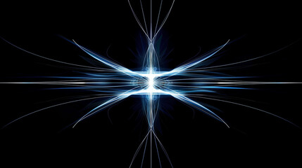 Abstract magnetic field visualization with glowing lines and arrows representing the flow of magnetic force around a central object in a dark, empty space.