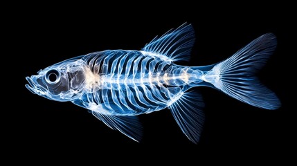 Anatomical Ray Fish in 2D Side View Illustration