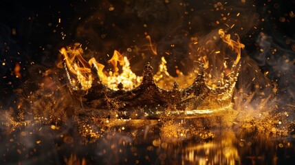 Fantasy exploding medieval crown. Rise and fall of an empire