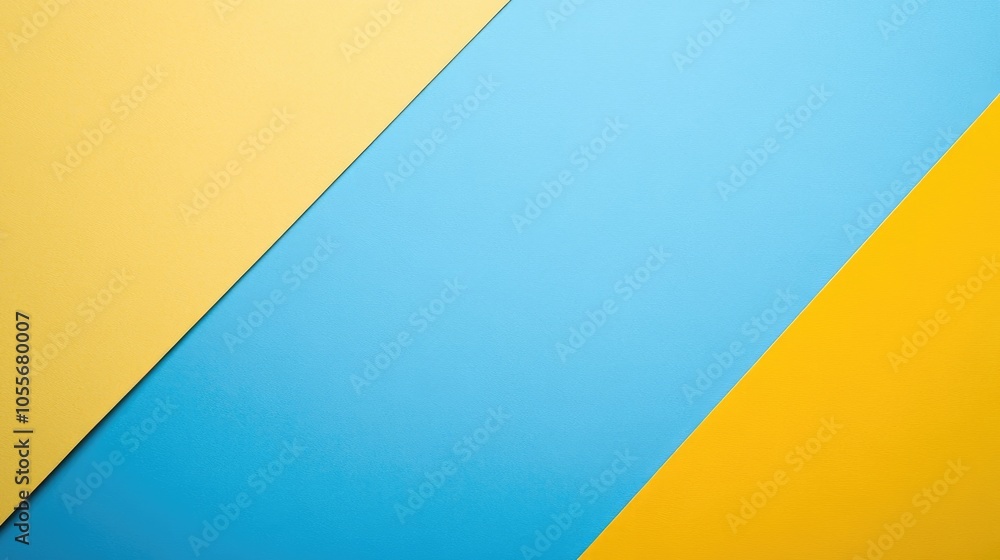 Poster yellow and blue pastel flat lay background featuring distinct layers and shadows ideal for showcasin