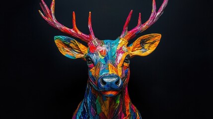 A Vibrant and Majestic Stag Head Designed for Contemporary Artistic Interpretation