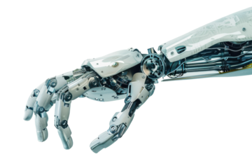 Futuristic Robotic Arm Technology Isolated on Transparent or White Background