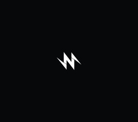 Letters WM or N Thunder bolt monogram with black background. 