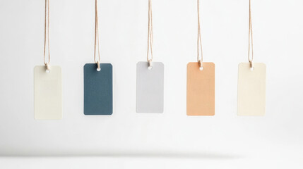 Five Branded Tags Hanging