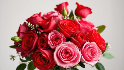 A beautiful bouquet of vibrant red rose flowers in a clear glass vase, bouquet, fragrant