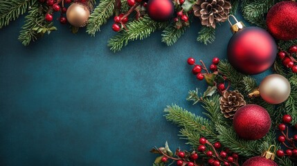 Blank holiday card featuring festive Christmas decorations ideal for seasonal greetings