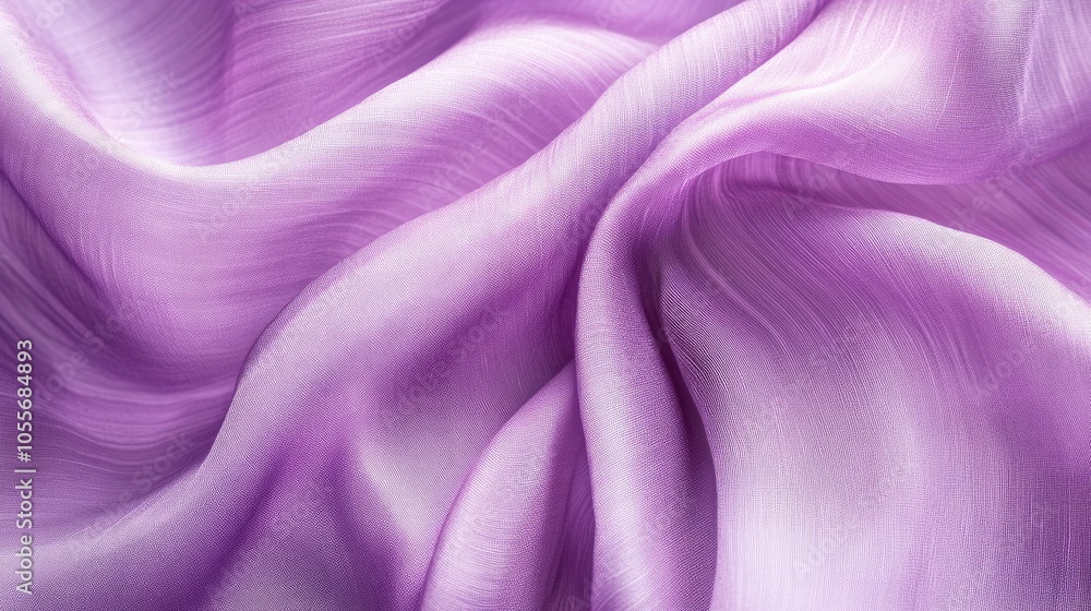 Poster close up of soft textured purple fabric highlighting graceful folds and ripples ideal for use in fas