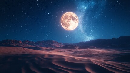 Alien planet landscape with a moon