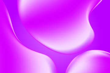 Abstract purple, violet holographic liquid blobs, flowing colorful technology background with copy space. Fluid organic forms, smooth plastic texture fluid pattern. Creative futuristic presentation