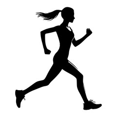 Woman running silhouette 