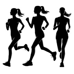 Group of girl running silhouette 