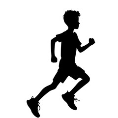 Boy running silhouette vector isolated on white background 