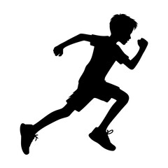 Boy running silhouette vector 