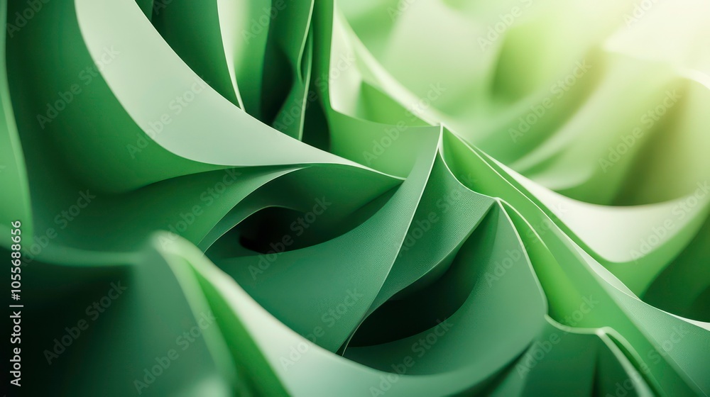 Poster a close-up view of flowing green shapes creating a dynamic, organic texture.