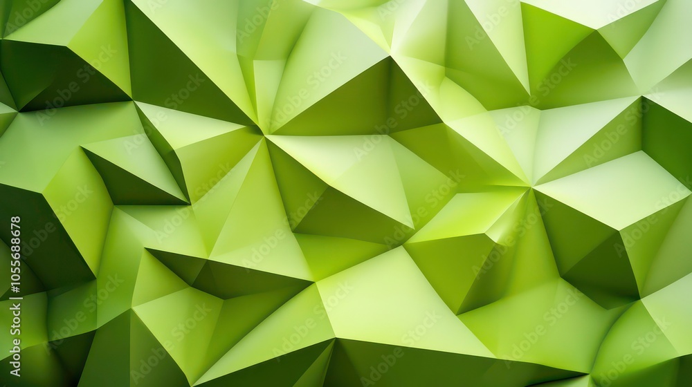 Poster abstract geometric pattern in shades of green, creating a modern visual texture.