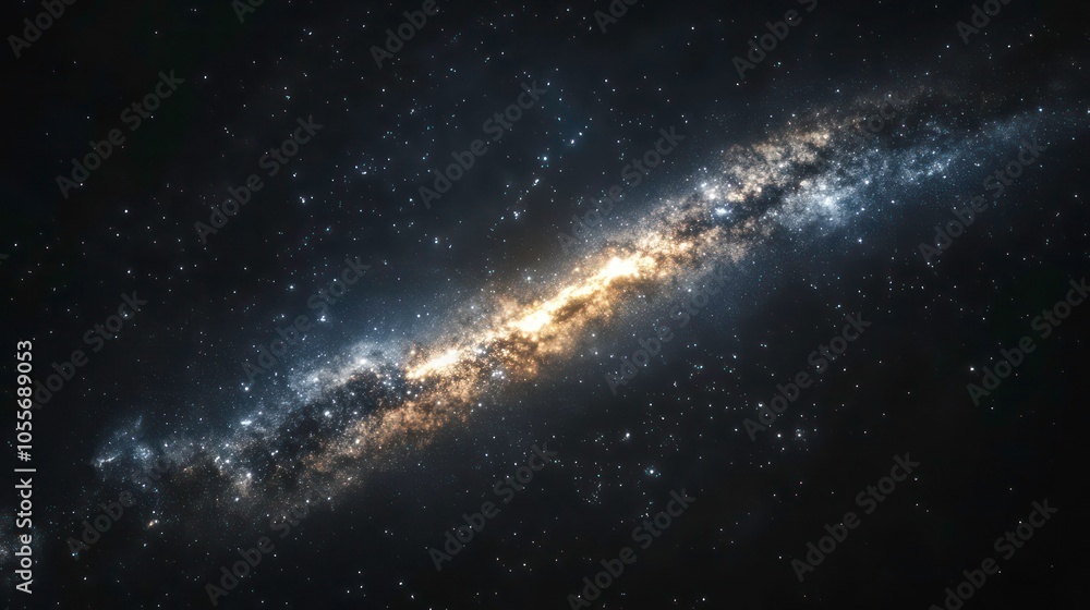 Poster A stunning view of a galaxy, showcasing stars and cosmic structures in space.