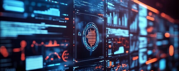 Obraz premium Platform displaying cybersecurity metrics for executive decision