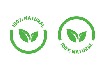 100% Natural and organic product vector icon. Healthy Food Emblem. Organic natural food labels.