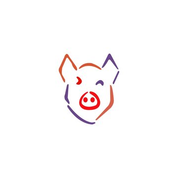 recommend clip art: vector of a pig head animal logo design