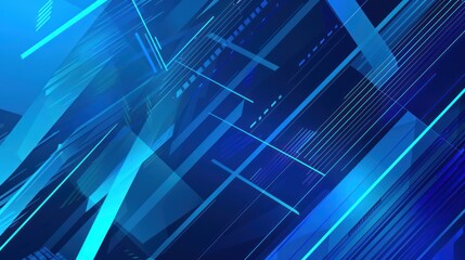 Abstract Blue Lines and Shapes Digital Art