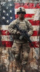 Obraz premium American flag, patriotic, 4k, real, military .Generative ai