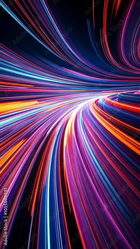 Poster light trails spiraling through abstract space