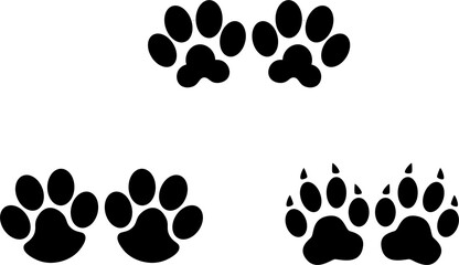 Pet paw print vector icon. Dog or cat foot black paw animal isolated illustration.
