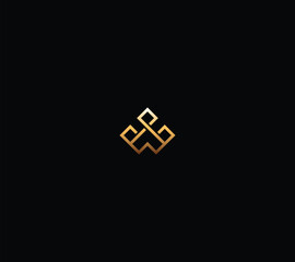 Crown Letter W Paw logo design with rectangle shape of design, minimal logo design idea. 