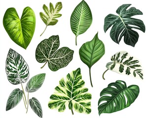 Tropical Leaves Collection Green Foliage Jungle Plants Exotic Leaf Patterns Botanical Illustration