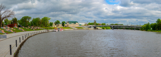 Panorama of the Sura River embankment. Penza, Russia