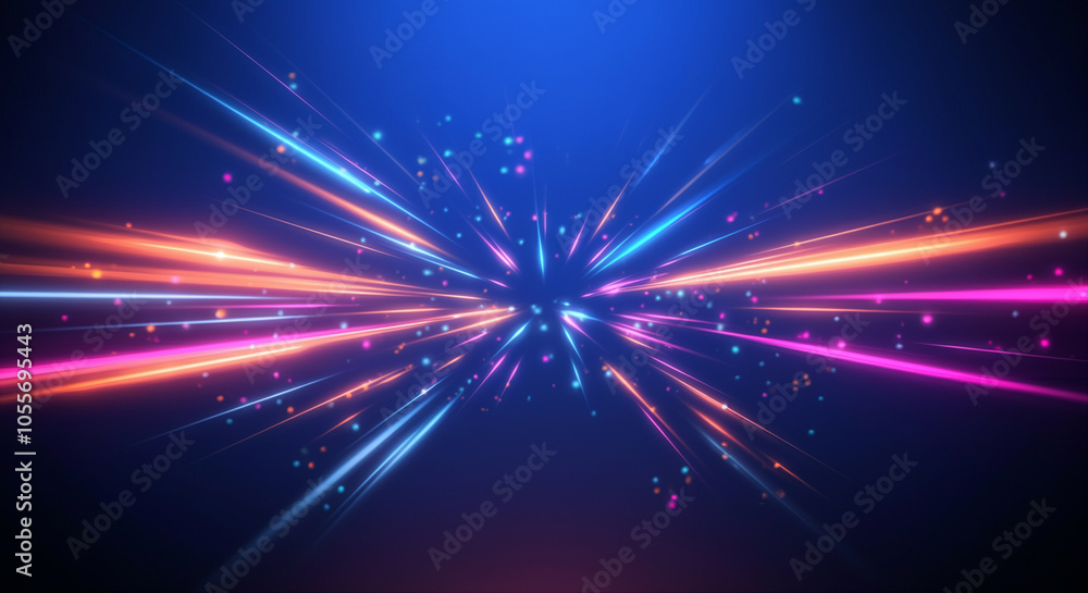Poster light beams with colorful light effects and graphic design background for visual impact and creativi