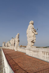 Statues of Apostle atop St. Peter's Basilica in Vatican City