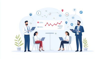 Employees Engaged in Realistic Work Environment Art