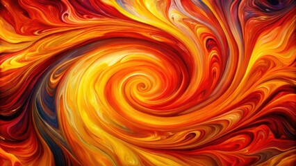Vibrant abstract painting with swirling red, orange, and yellow colors for artistic backgrounds