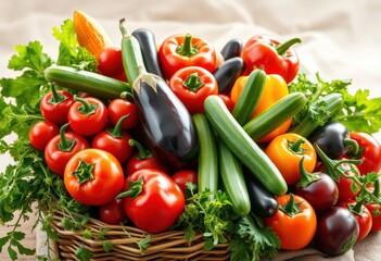 Fresh and colorful vegetable medley in a basket