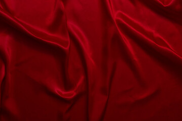 The top view of the red satin surface looks luxurious and beautiful