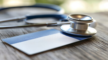 Modern health insurance card next to stethoscope