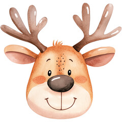 Winter baby deer head, happy Rudolph face