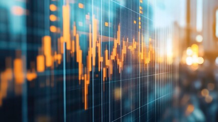 A digital stock market graph displaying fluctuating financial data in vibrant colors.